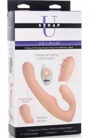 Strap U 15X U-Pulse Pulse & Vibe Strapless Strap-on w/ Remote - Blush