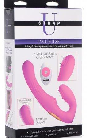 Strap U 15X U-Pulse Pulse & Vibe Strapless Strap-on w/ Remote - Pink
