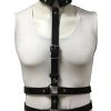 Female Black Leather Chest Harness with Choker