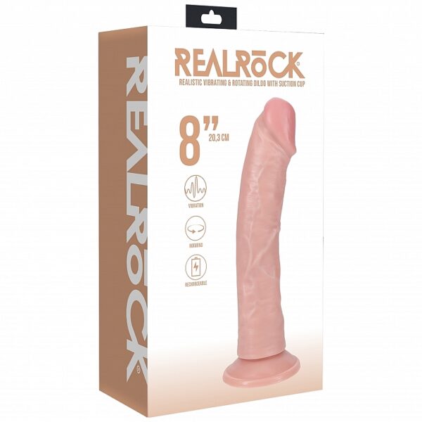 8 " Vibrating and Rotating Cock - Regular Curved - Flesh